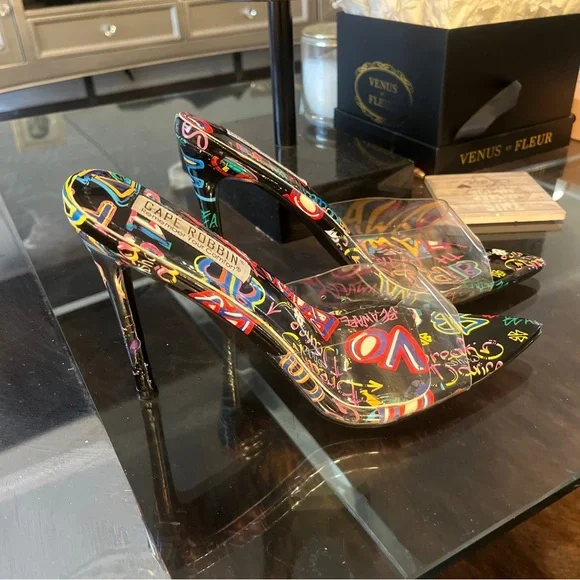 Cape Robbin size 8.5 clear open toe heels multicolor - Picture 3 of 7